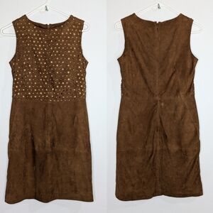 Sinequanone brown goatskin leather laser cut sleeveless dress XS/S